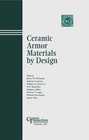 Cover of: Ceramic Armor Materials by Design (Ceramic Transactions, Vol. 134) (Ceramic Transactions)