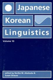 Cover of: Japanese/Korean Linguistics, Volume 10 (Center for the Study of Language and Information - Lecture Notes)