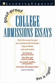 Cover of: Goof-Proof College Admissions Essays (Goof-Proof)