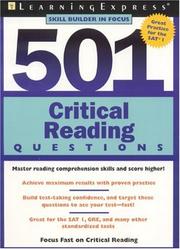 Cover of: 501 Critical Reading Questions (Skill Builders in Focus for SAT Practice) by LearningExpress Editors