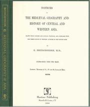 Cover of: Notices of the Medieval Geography and History of Central and Western Asia by Bretschneider, E.