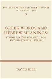 Cover of: Greek Words and Hebrew Meanings by David Hill