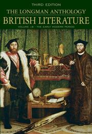 Cover of: The Longman Anthology of British Literature, Volume 1B by David Damrosch, Constance Jordan, Clare Carroll