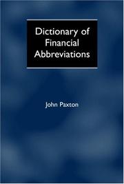 Dictionary of financial abbreviations by John Paxton