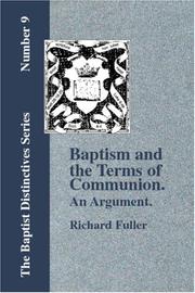 Cover of: Baptism and Terms of Communion. An Argument