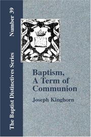 Cover of: Baptism, A Term of Communion