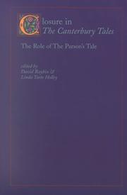 Cover of: Closure in the Canterbury Tales: The Role of the Parson's Tale (Studies in Medieval Culture)
