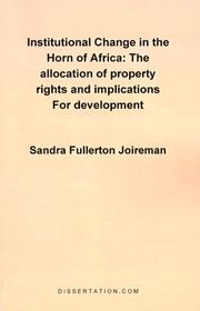 Cover of: Institutional Change in the Horn of Africa by Sandra Fullerton Joireman