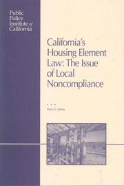 Cover of: California's Housing Element Law: The Issue of Local Noncompliance