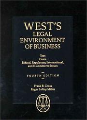 Cover of: West's Legal Environment of Business by Frank B. Cross, Roger Leroy Miller, Cross, Frank B.