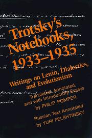 Cover of: Trotsky's Notebooks, 1933-1935: Writings of Lenin, Dialectics and Evolutionism
