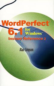 Cover of: Wordperfect 6.1 for Windows Instant Reference by Alan Simpson