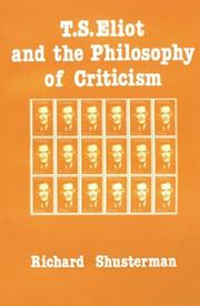 Cover of: T.S. Eliot and the Philosophy of Criticism