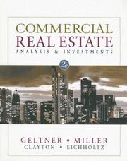 Cover of: Commercial Real Estate Analysis and Investments (with CD-ROM) by David M. Geltner, Norman G. Miller, Jim Clayton, Piet Eichholtz