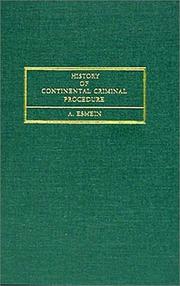 Cover of: A history of continental criminal procedure: with special reference to France