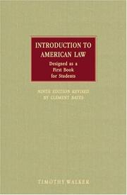 Introduction to American law by Walker, Timothy