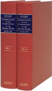 Cover of: Commentaries on the Constitution of the United States by Story, Joseph