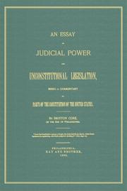 An essay on judicial power and unconstitutional legislation by Brinton Coxe