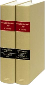 Cover of: International Law by L. Oppenheim, Ronald Roxburgh
