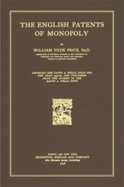 Cover of: The English Patents of Monopoly: A History (Harvard Economic Studies, V. 1)
