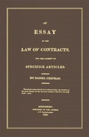 Cover of: An Essay on the Law of Contracts, for the Payment of Specifick Articles: For the Payment of Specifick Articles