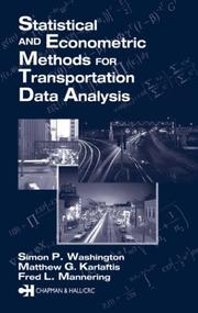 Cover of: Statistical and Econometric Methods for Transportation Data Analysis