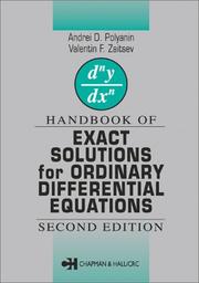 Cover of: Handbook of exact solutions for ordinary differential equations