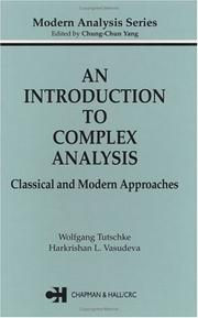 Cover of: An Introduction to Complex Analysis by Wolfgang Tutschke, Harkrishan L. Vasudeva