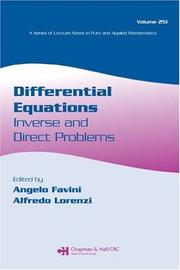 Cover of: Differential Equations: Inverse and Direct Problems (Lecture Notes in Pure and Applied Mathematics)