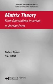 Cover of: Matrix Theory: From Generalized Inverses to Jordan Form (Pure and Applied Mathematics)