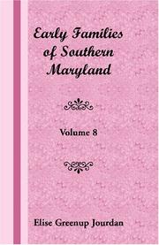 Early Families of Southern Maryland by Elise Greenup Jourdan