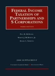 Cover of: Federal Income Tax of Partnership and Corporation, 2000 Supplement (University Casebook)