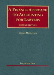 Cover of: A Finance Approach to Accounting for Lawyers