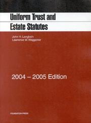 Cover of: Uniform Trust and Estate Statutes by John H. Langbein
