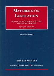 Cover of: Popkin's Materials on Legislation: Political Language And the Political Process 2006