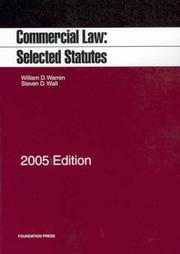 Cover of: Commercial Law: Selected Statutes, 2005 Edition (Statutory Supplement)