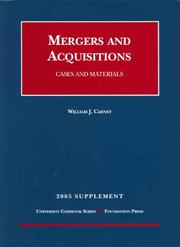 Cover of: Mergers and Acquisitions by William J. Carney