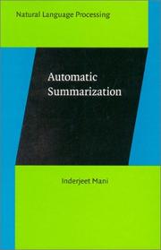 Automatic summarization by Inderjeet Mani