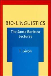 Cover of: Bio-linguistics by Talmy Givón