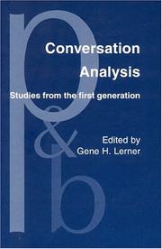 Cover of: Conversation Analysis: Studies From The First Generation (Pragmatics and Beyond New Series)