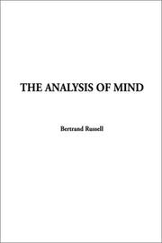 Cover of: The Analysis of Mind by Bertrand Russell