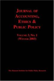Cover of: Journal Of Accounting, Ethics & Public Policy No. 1 Winter 2003