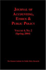 Cover of: Journal Of Accounting, Ethics & Public Policy, No. 2