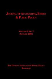Cover of: Journal of Accounting, Ethics & Public Policy