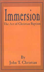 Cover of: Immersion: The Act of Christian Baptism