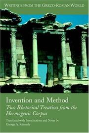 Cover of: Invention And Method: Two Rhetorical Treatises from the Hermogenic Corpus (Writings from the Greco-Roman World) (Writings from the Greco-Roman World)