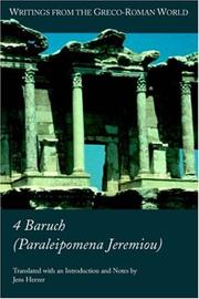 Cover of: 4 Baruch (Paraleipomena Jeremiou) (Writings from the Greco-Roman World) (Writings from the Greco-Roman World)
