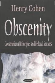 Cover of: Obscenity: Constitutional Principles and Federal Statutes