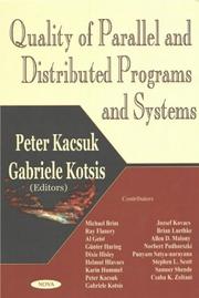 Cover of: Quality of parallel and distributed programs and systems