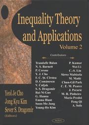 Cover of: Inequality Theory and Applications